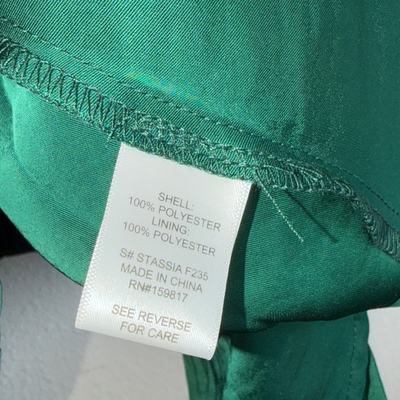 Altar'd State Stassia Bow Dress Green Satin Mini Sz. M - Picture 8 of 10